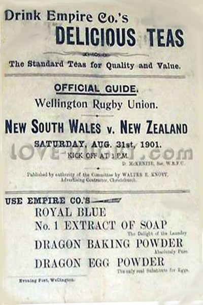 1901 New Zealand v New South Wales  Rugby Programme